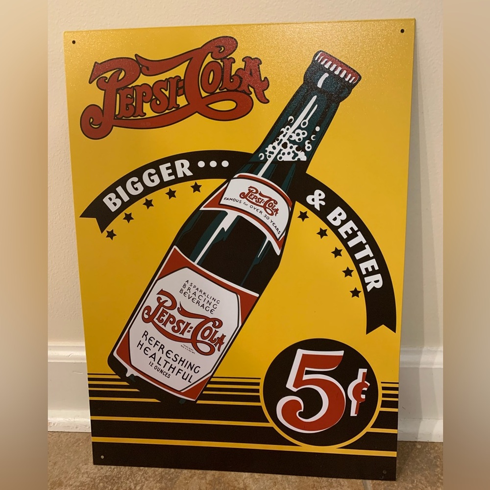 Pepsi-Cola Tin Metal Sign Wall Art